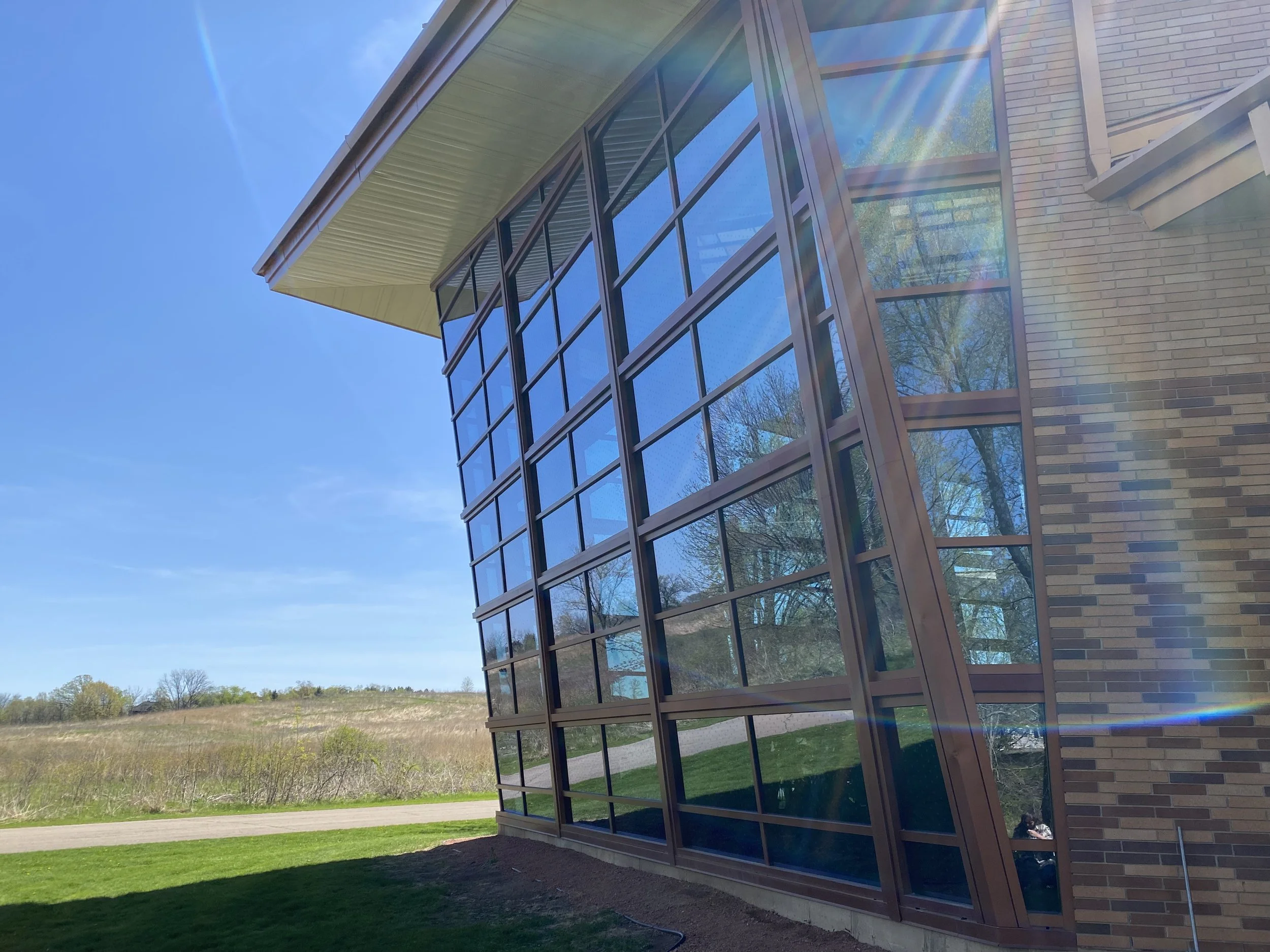 Verona Public Library added a subtle window treatment to their large windows in 2025 (photo by Brenna Marsicek/SoWBA)