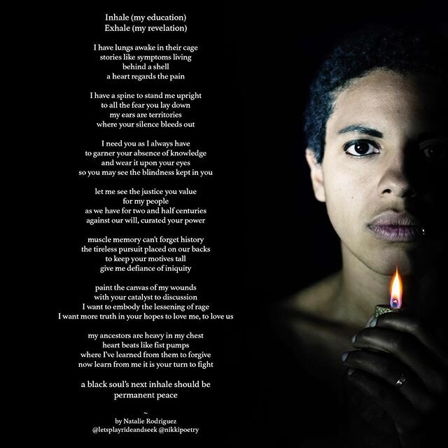 Writing poetry is my art. It is my outlet to give permanence to my inner self. I find words are my way of creating felt imagery.⠀
⠀
This poem is meant to invoke understanding of black lives through metaphor and word play. This is my way of telling yo