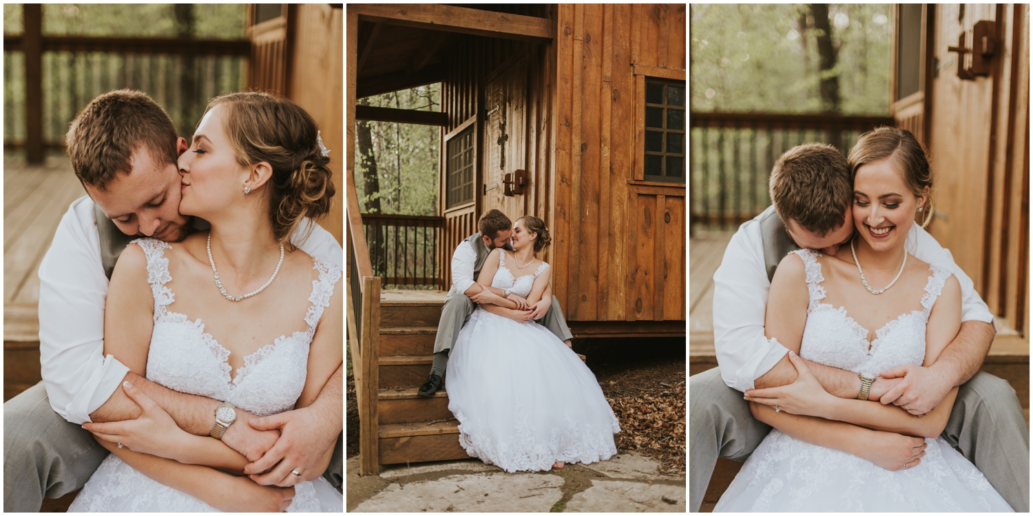 groom hugs bride