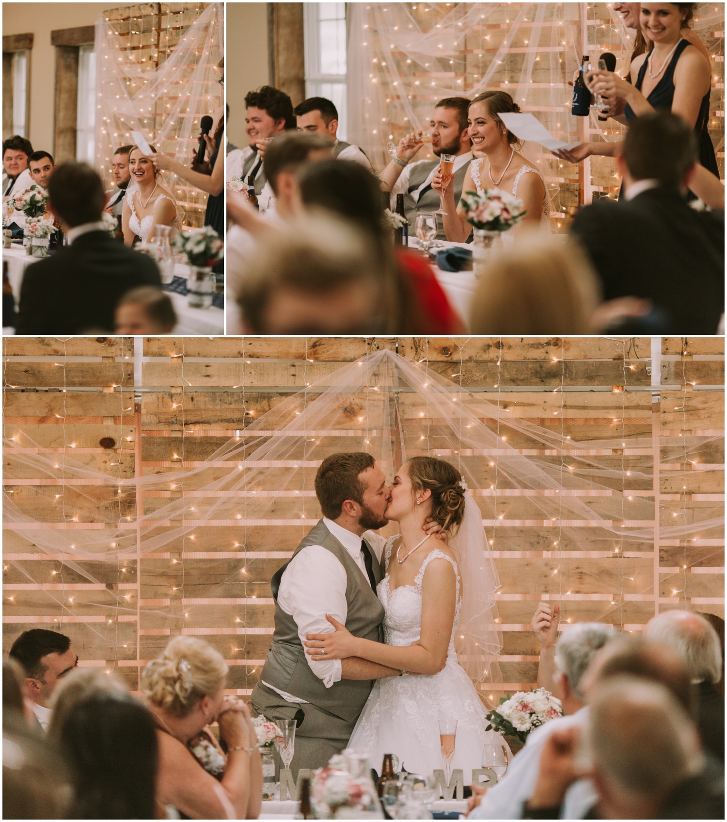 bride and groom kiss