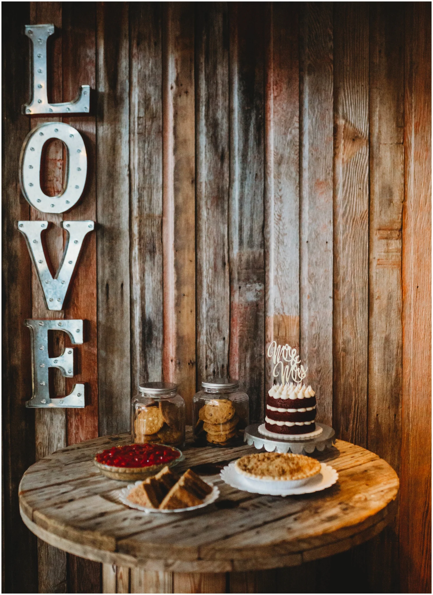 wedding cake and dessert display