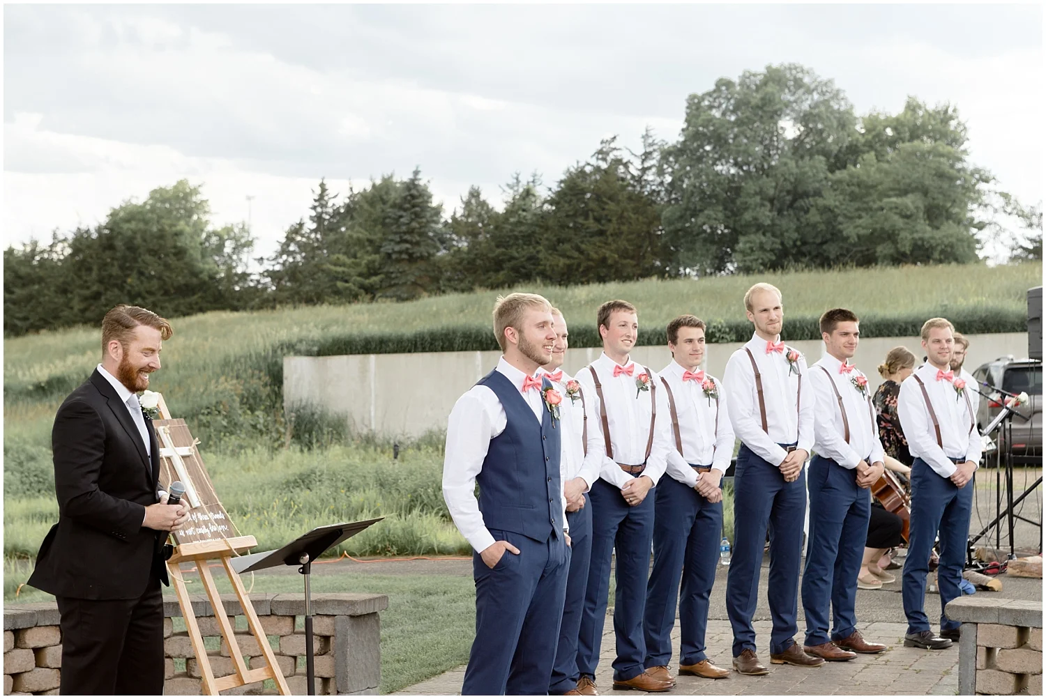Chaska Wedding Venue MN. Groom waiting for his bride to walk down the aisle