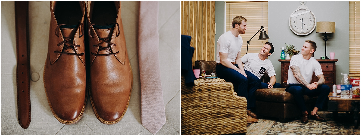 Groom getting ready for his wedding in MN