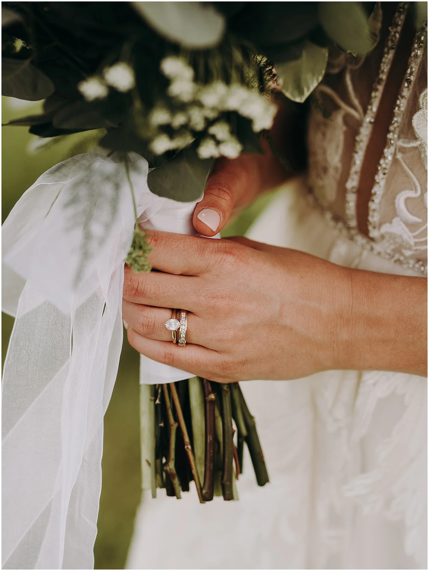 bride’s wedding bouquet and ring