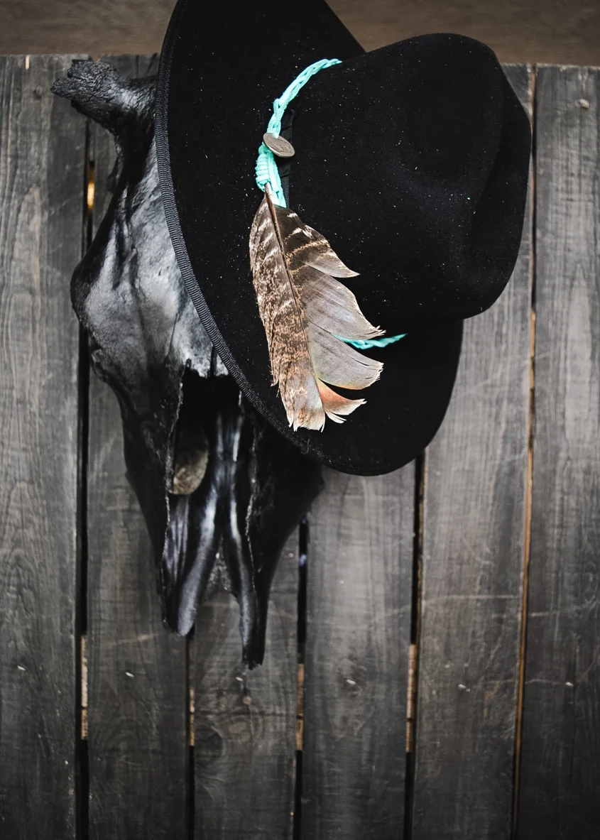 leather and turkey feather hatband