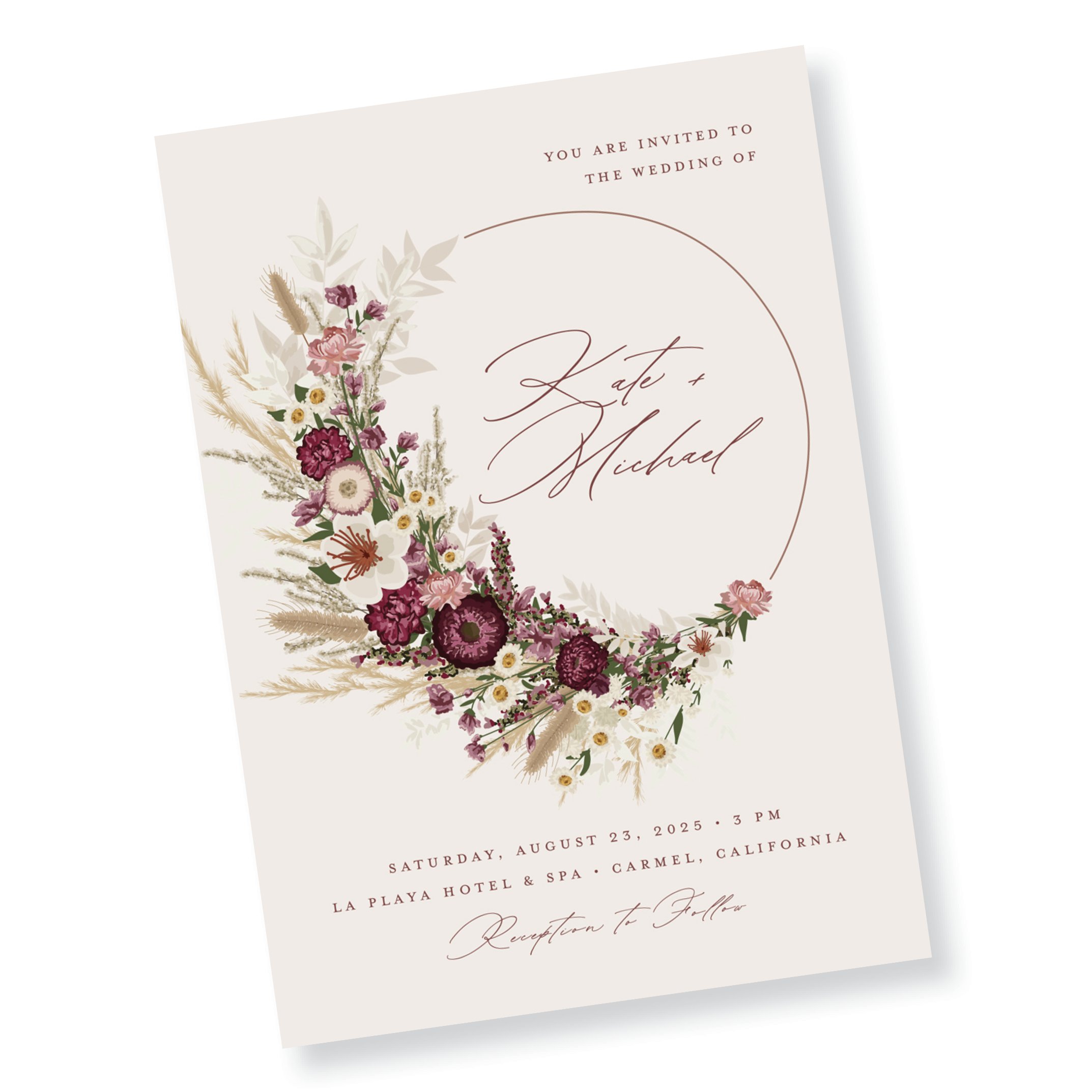 Dried Floral Wreath Wedding Invitation (Copy)