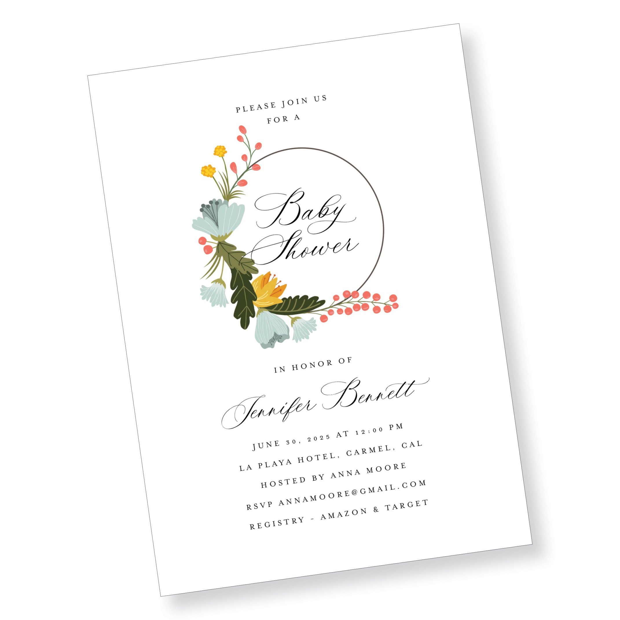 Floral Wreath Baby Shower Invitation (Copy)