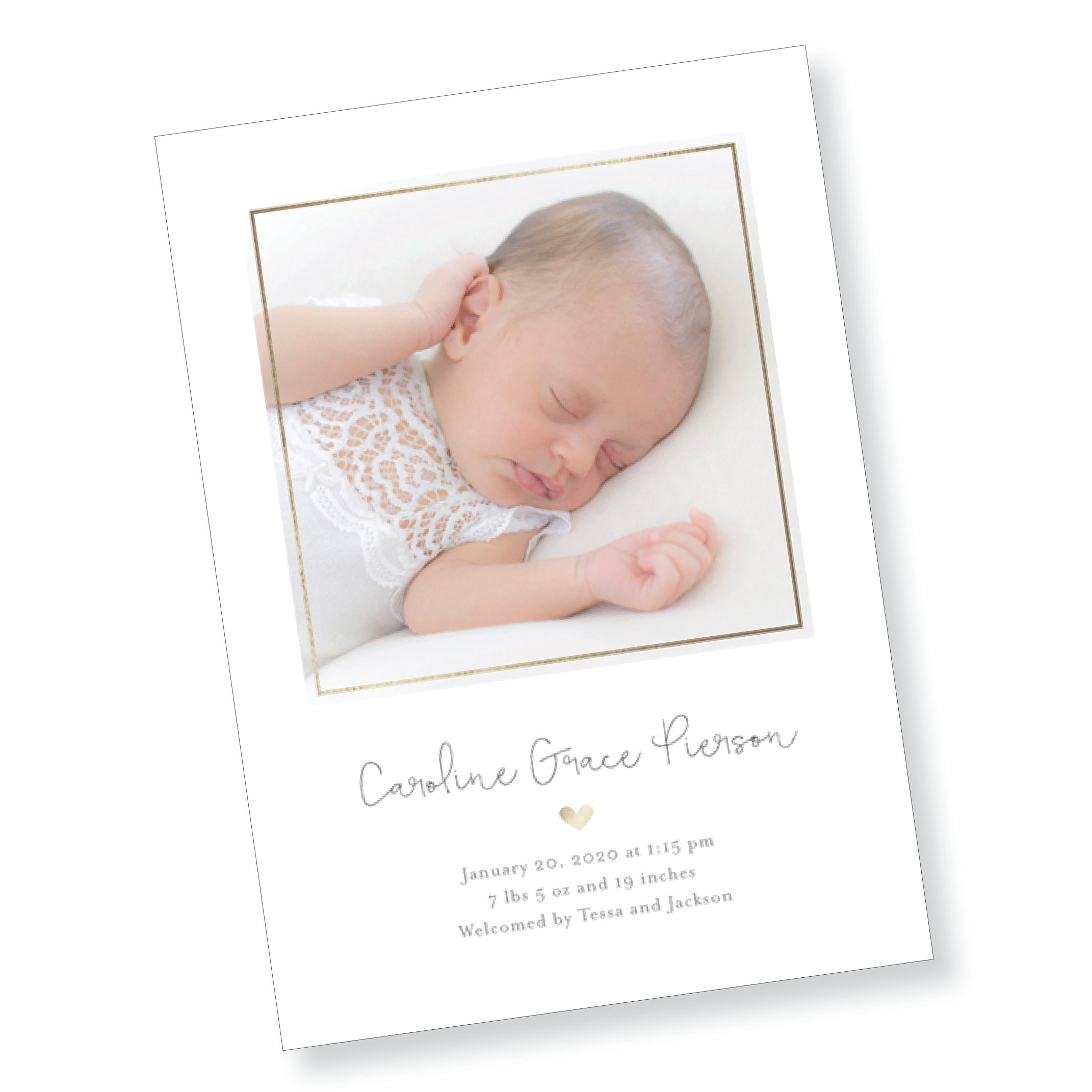 Traditional Golden Heart Birth Announcement (Copy)