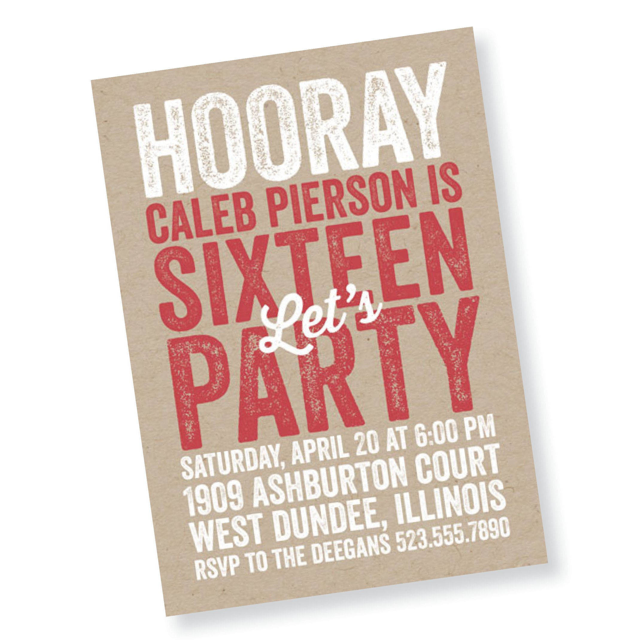 Kraft Party Sweet Sixteen Birthday Party Invitation (Copy)