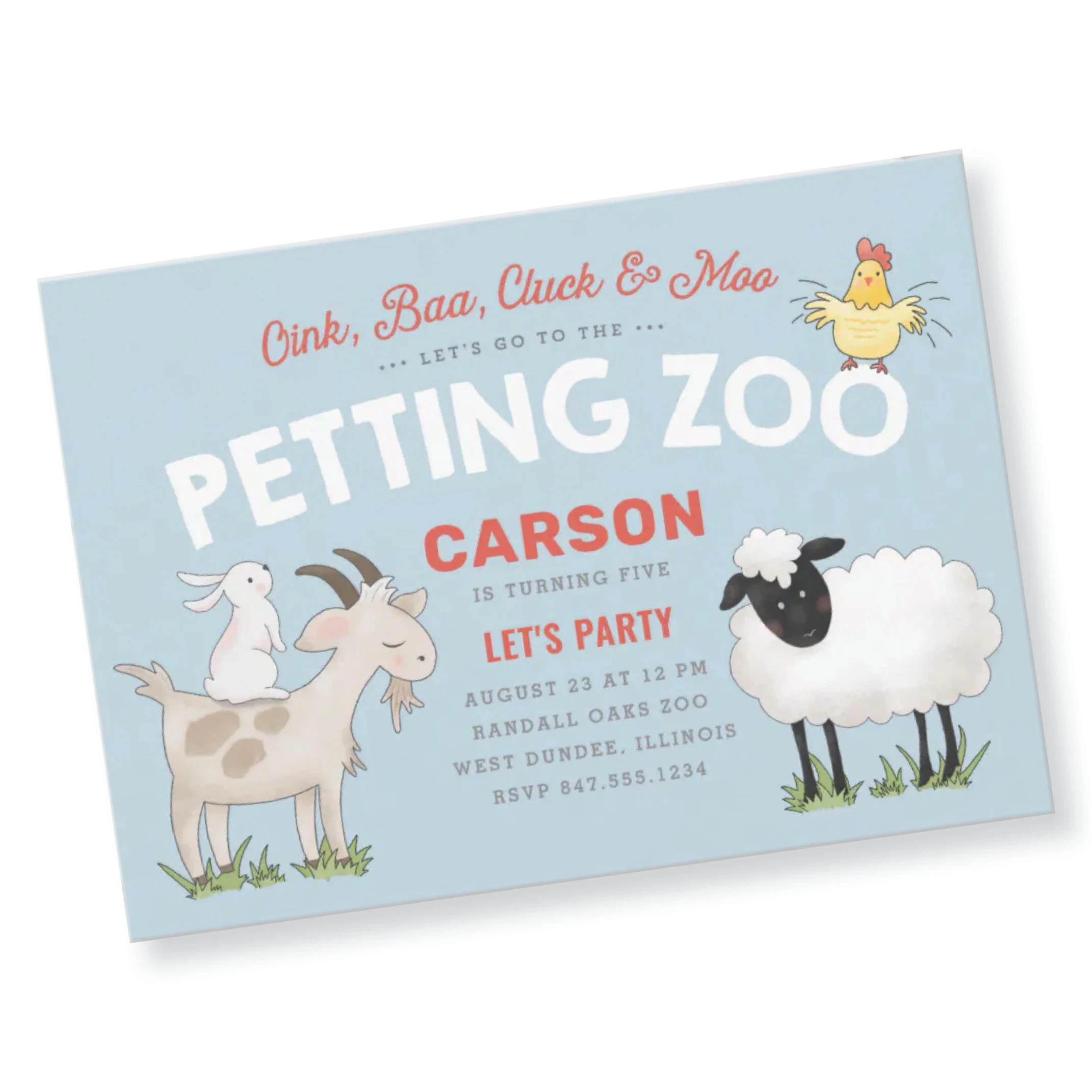 Oink Baa Cluck Moo Kid's Birthday Invite (Copy)