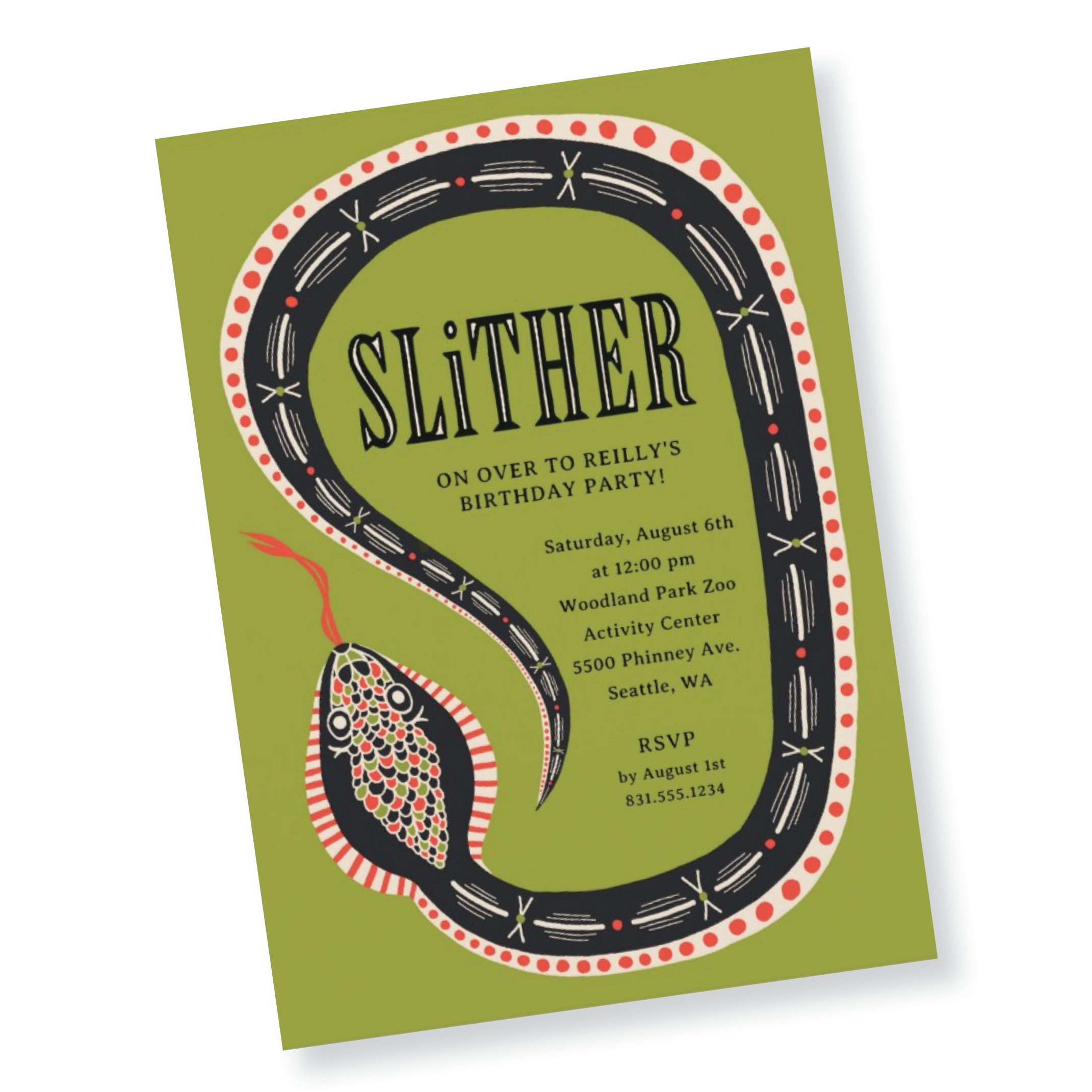 Slither Snake Kid's Birthday Party Invitation (Copy)