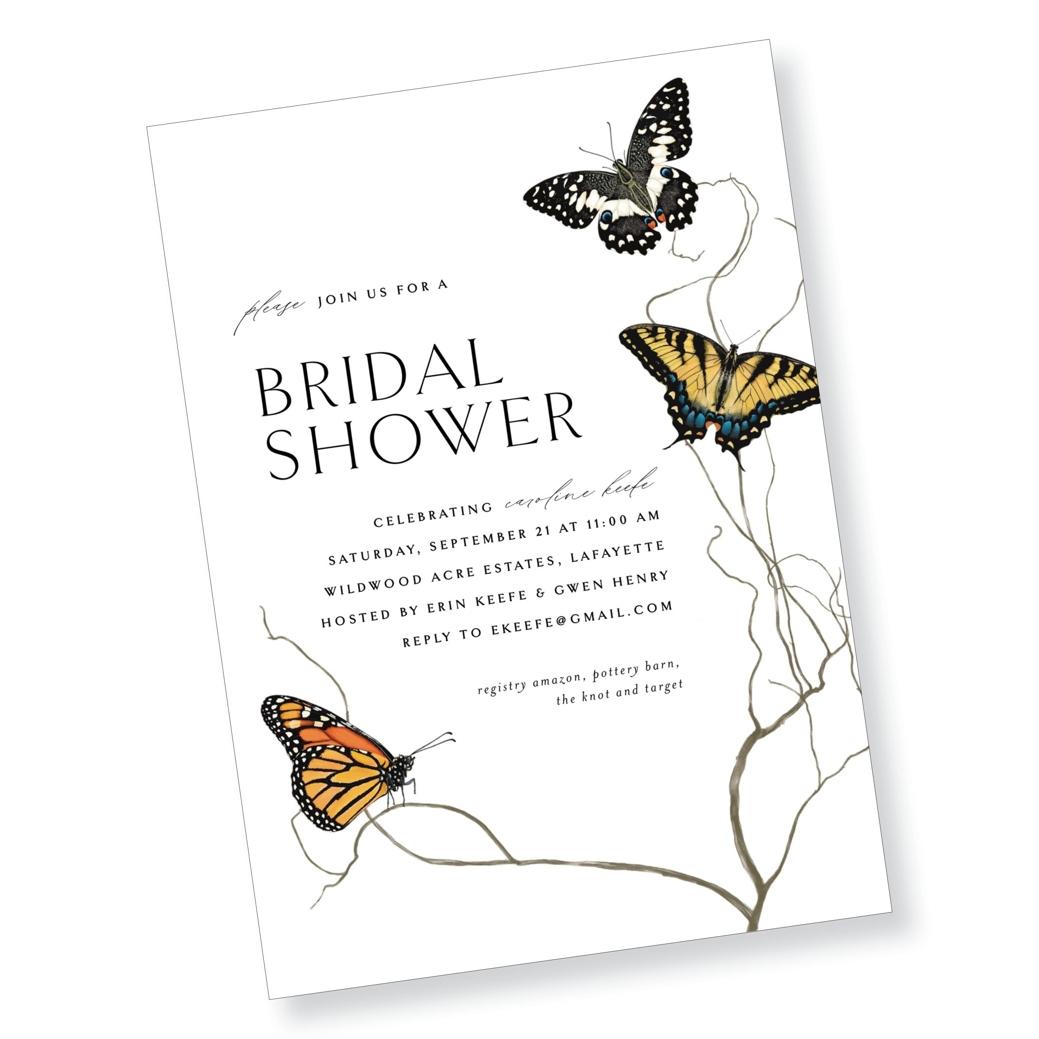 Three Butterflies Bridal Shower Invitation (Copy)
