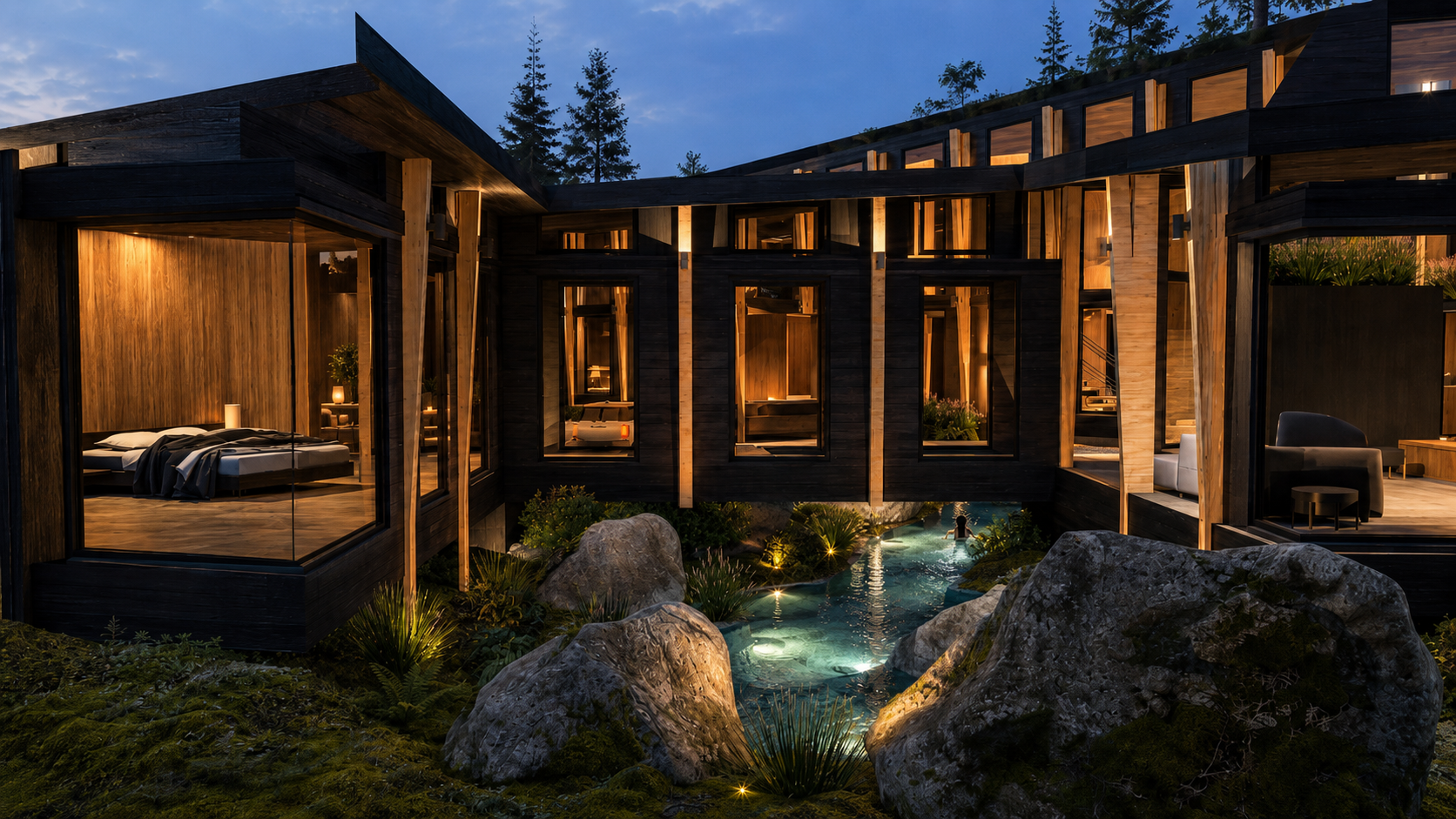 Master Bedroom + Courtyard +Natural Pool