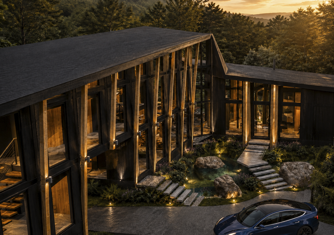 Platte Clove Residence — Courtyard Overview