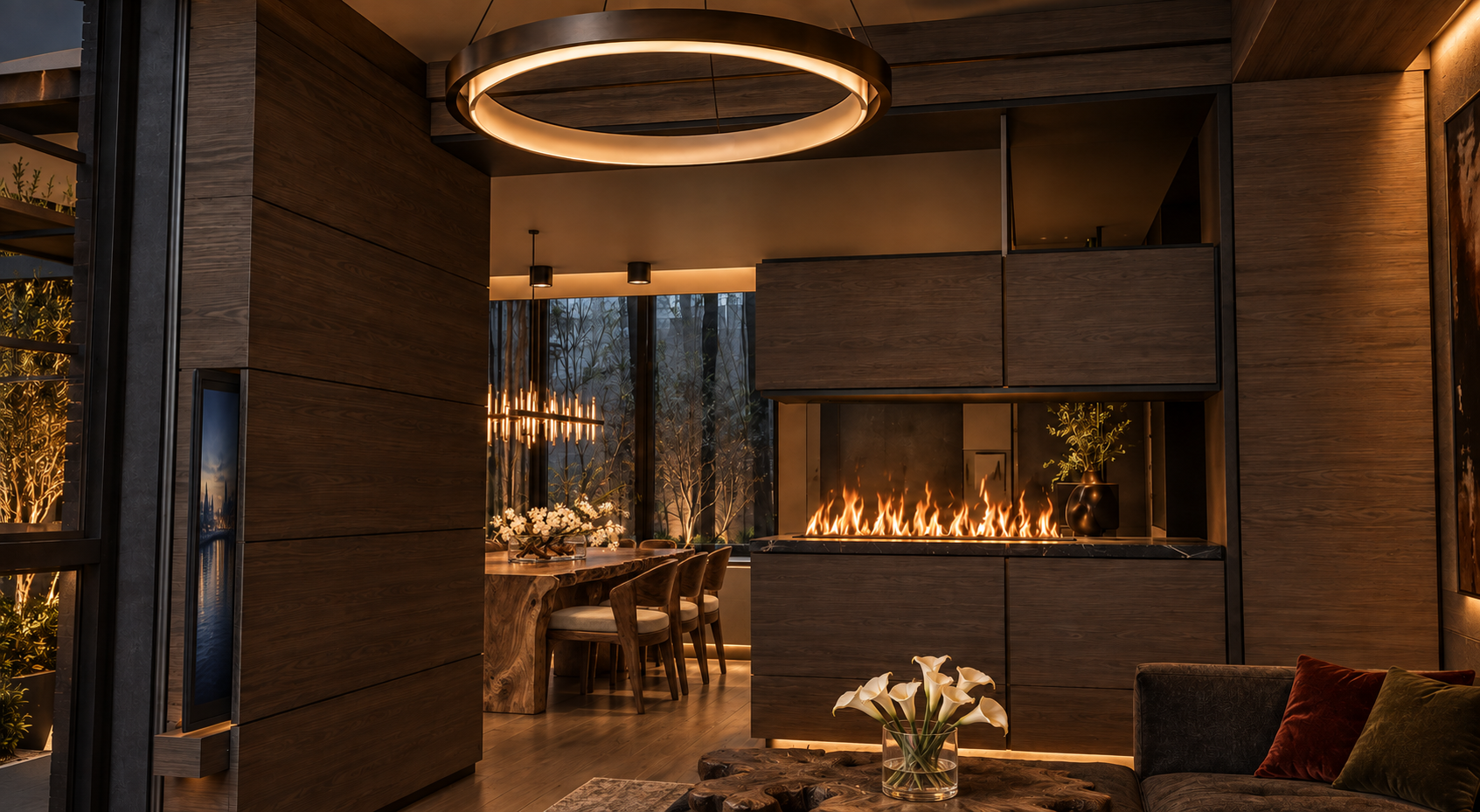Chelsea Residence  Fireplace and Dining Room