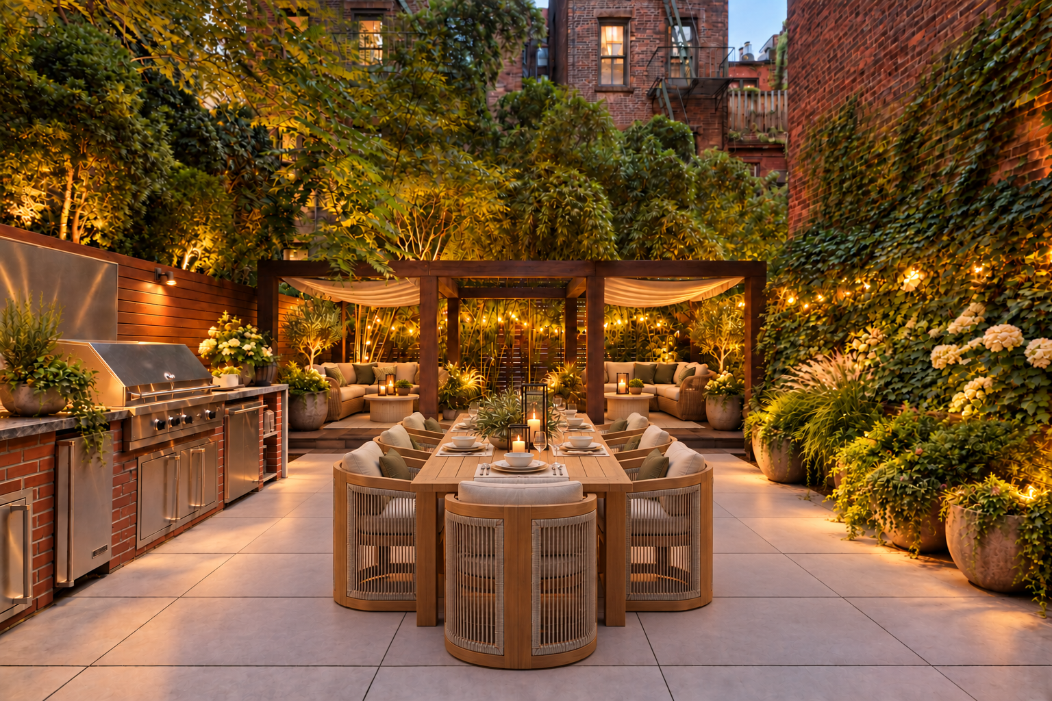6. Pergola-facing garden dining at golden hour.png