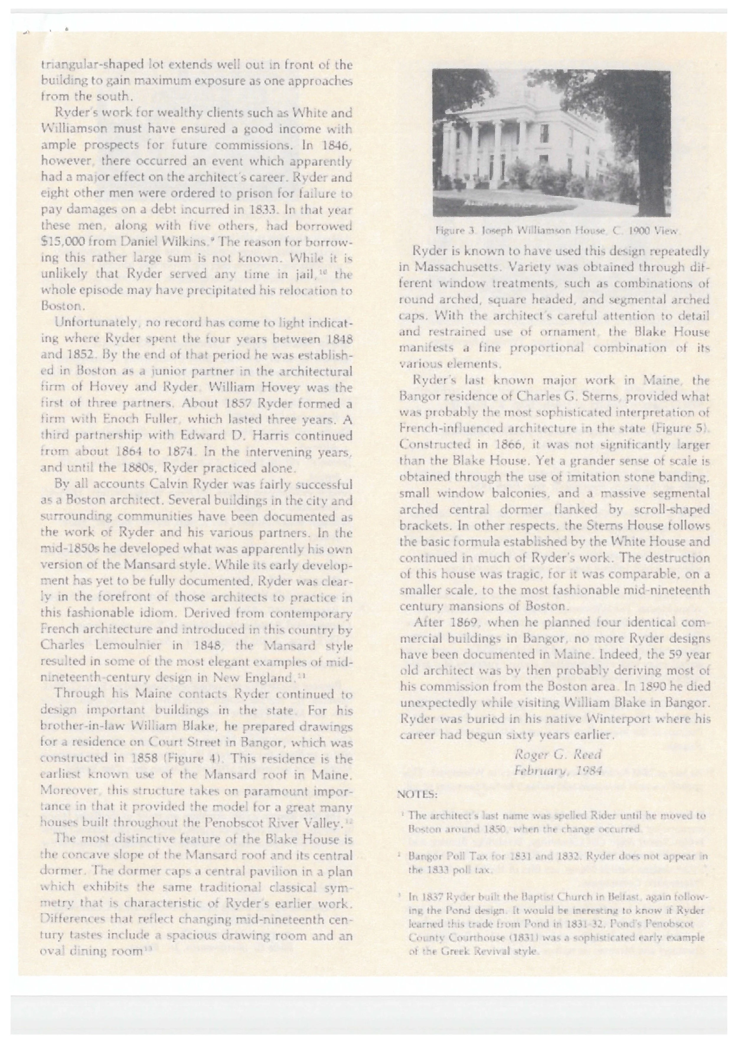 Biography of Calvin Ryder, the original architect of 6 Union Park.