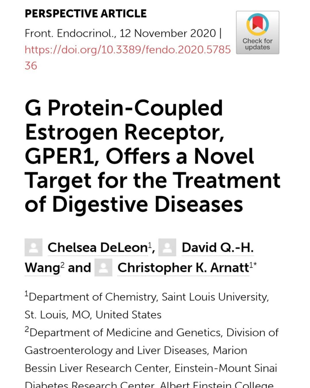 Check out our new review article about the G Protien-Coupled Estrogen Receptor, GPER, and its potential for the treatment of gallstones. https://www.frontiersin.org/articles/10.3389/fendo.2020.578536/full  #estrogen #endocrinology #gallstones #SLU #m