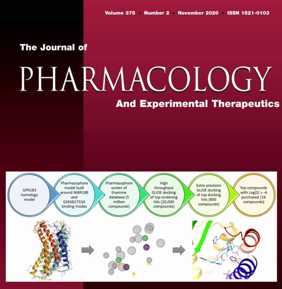 Our exciting GPR183 drug discovery efforts with the Salvemini lab have led to a new, non-opioid, target for pain. https://jpet.aspetjournals.org/content/375/2 #coverart #coverarticle #pain #opioidcrisis #drugdiscovery #ASPET #JPET #SaintLouisUniversi