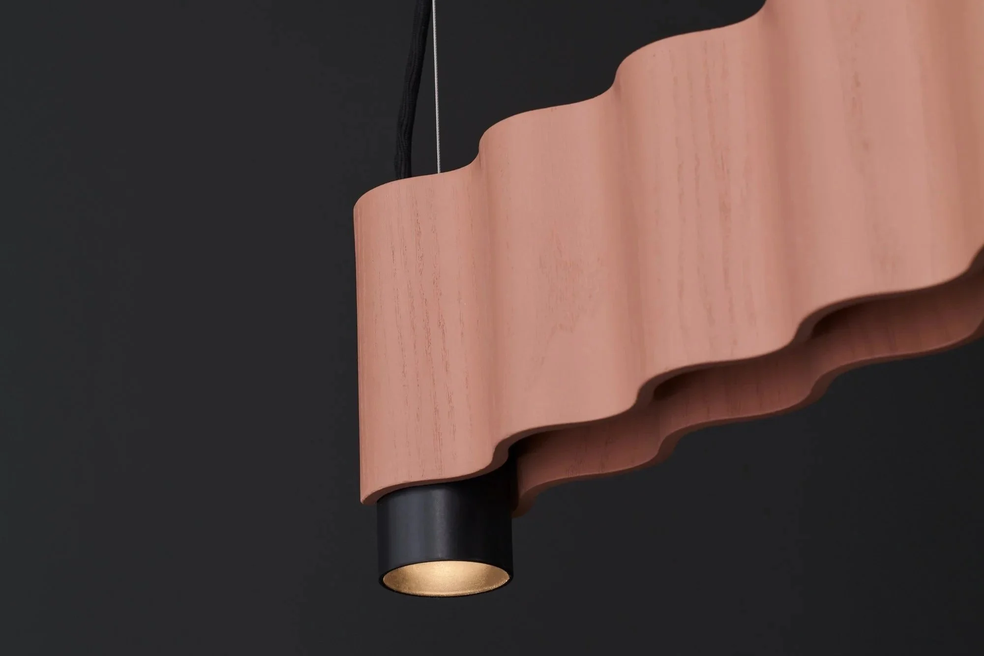 Pink Corrugation pendant light with spotlights