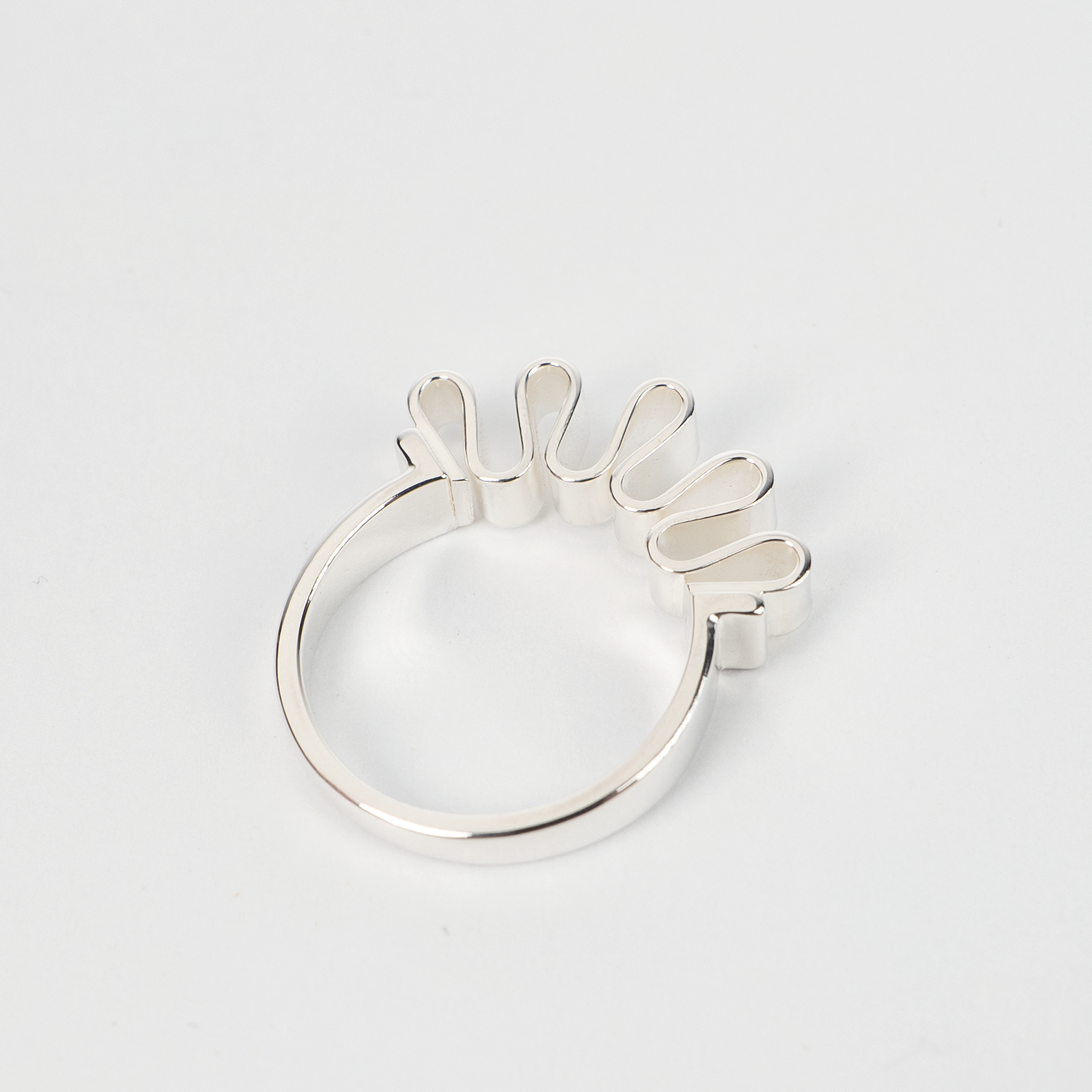Silver Ribbon ring with sculptural folded detailing designed for Point Two Five