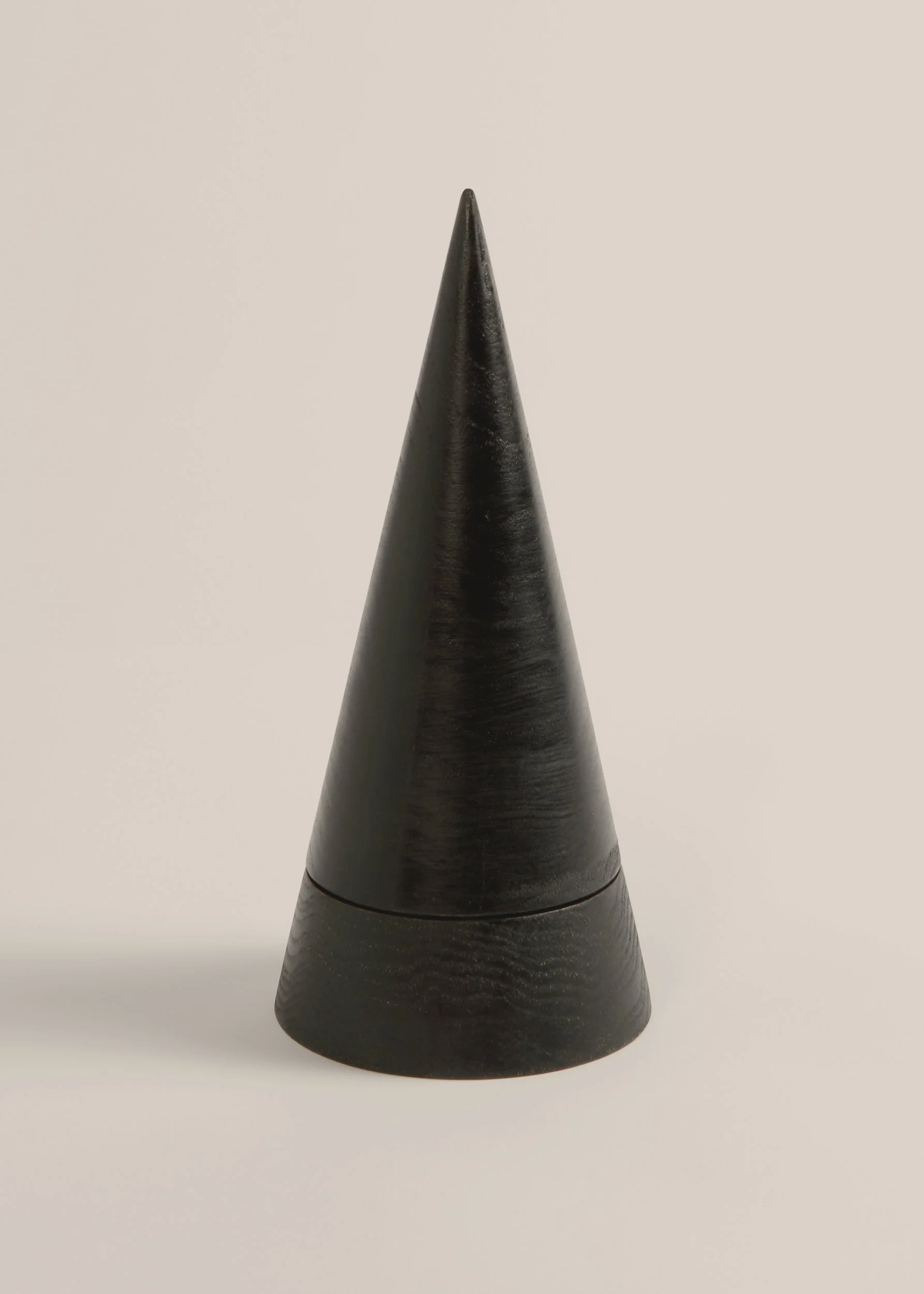 Keilir sculptural pestle and mortar in black stained wood inspired by Icelandic mountain forms