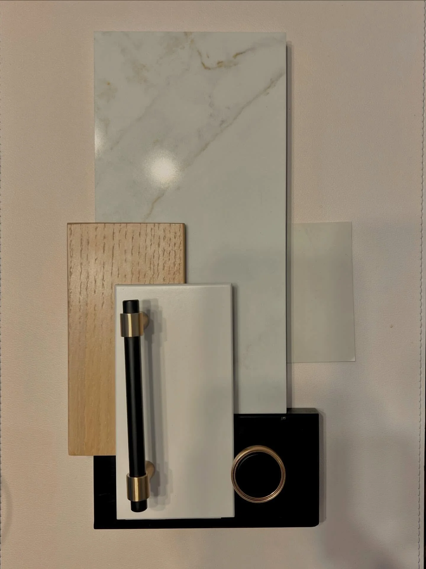 Selections for an upcoming job✨
Layering warm wood, soft marble, creamy tones, and bold black + brass for a clean, elevated look.  #CustomWoodworking #CustomCabinetry #MinnesotaBuilder #MinnesotaDesign #MNContractor NorthwoodsLiving KitchenAndBath Ma