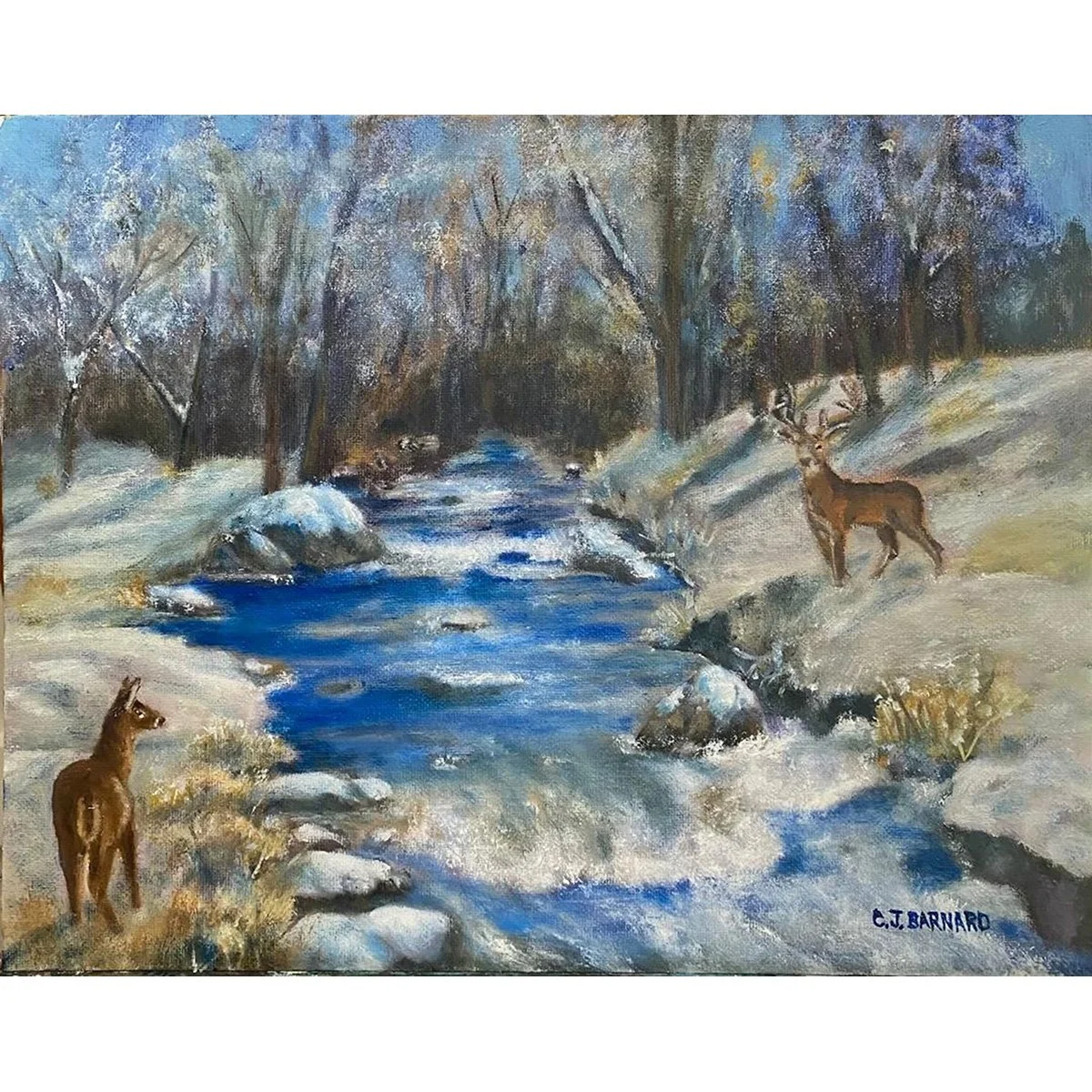 Alexandra Cascade in Winter with White-Tailed Deer
