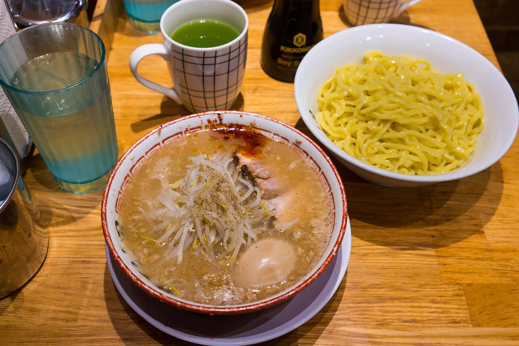 Tsukemen with seasoned soft-boiled egg