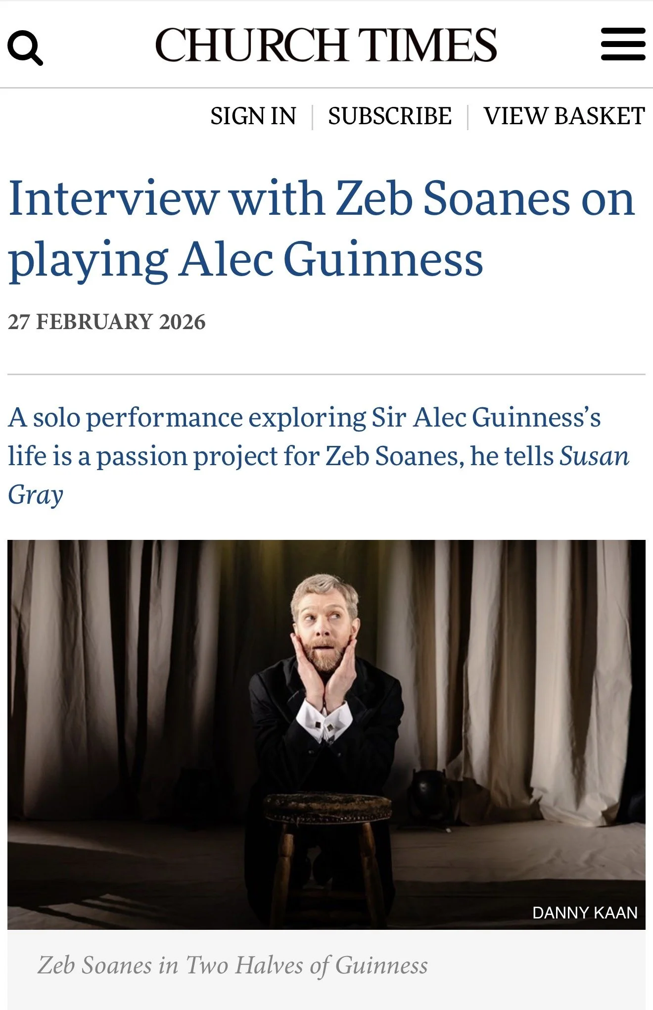Interview with Zeb Soanes on playing Alec Guinness