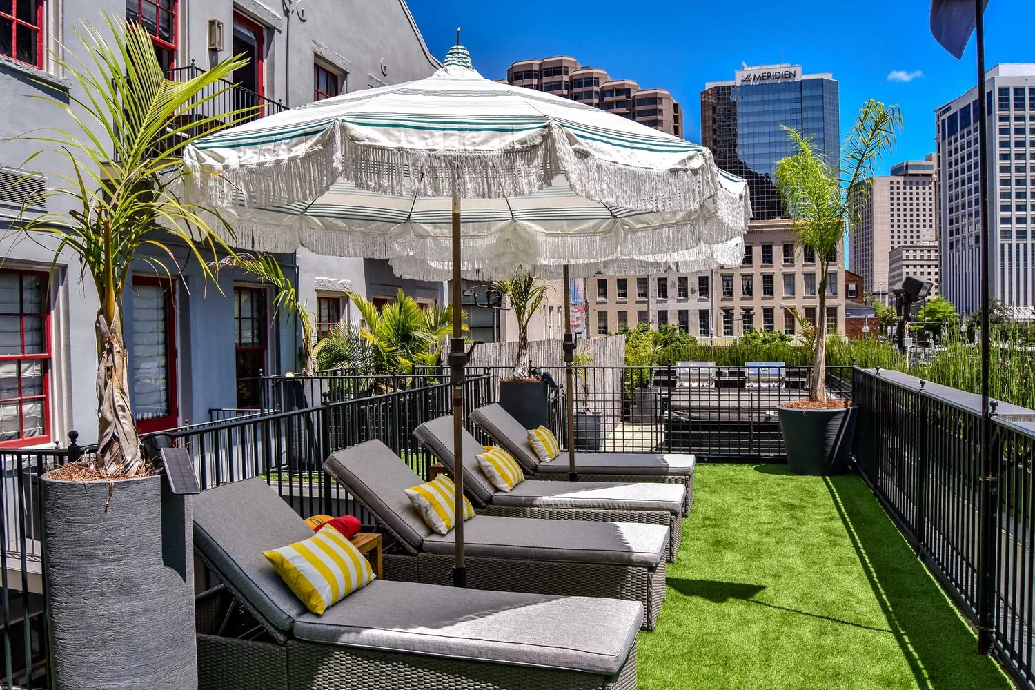 Rooftop sun deck overlooking the New Orleans skyline