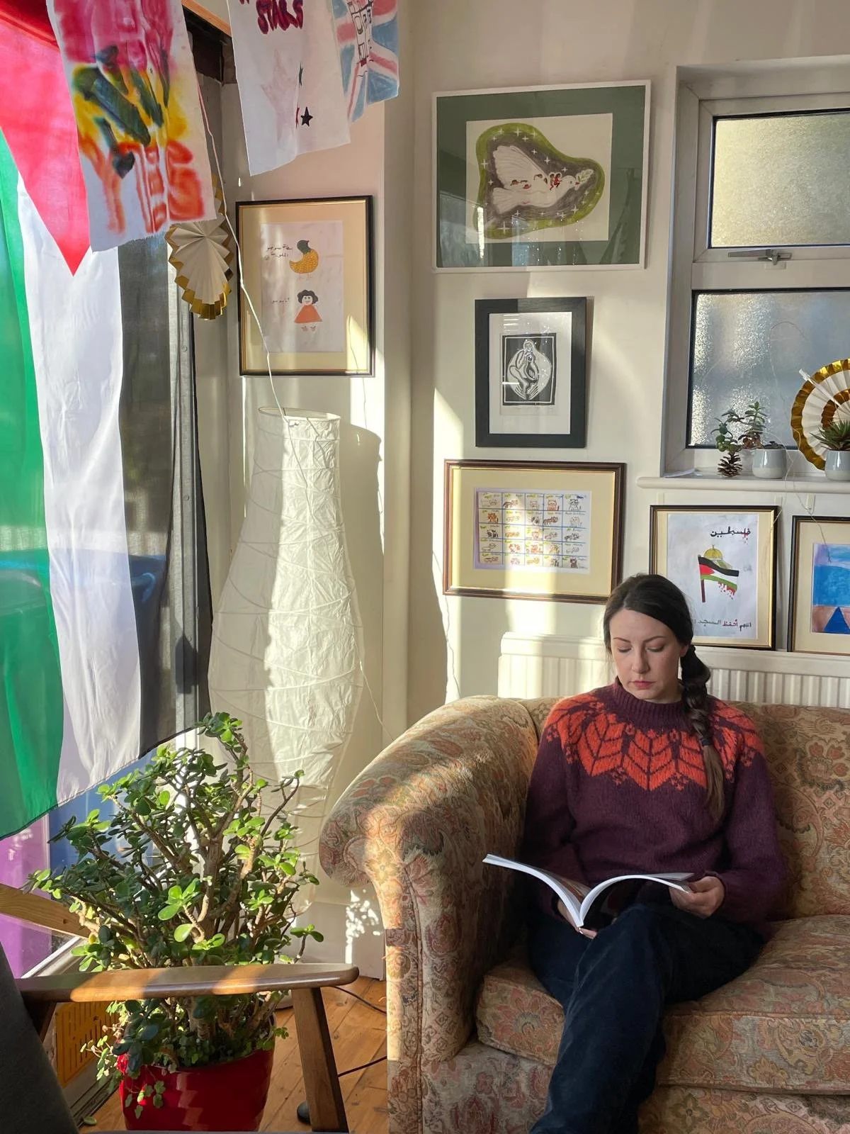 Inside the exhibition at Satyam Yoga Centre in Cambridge