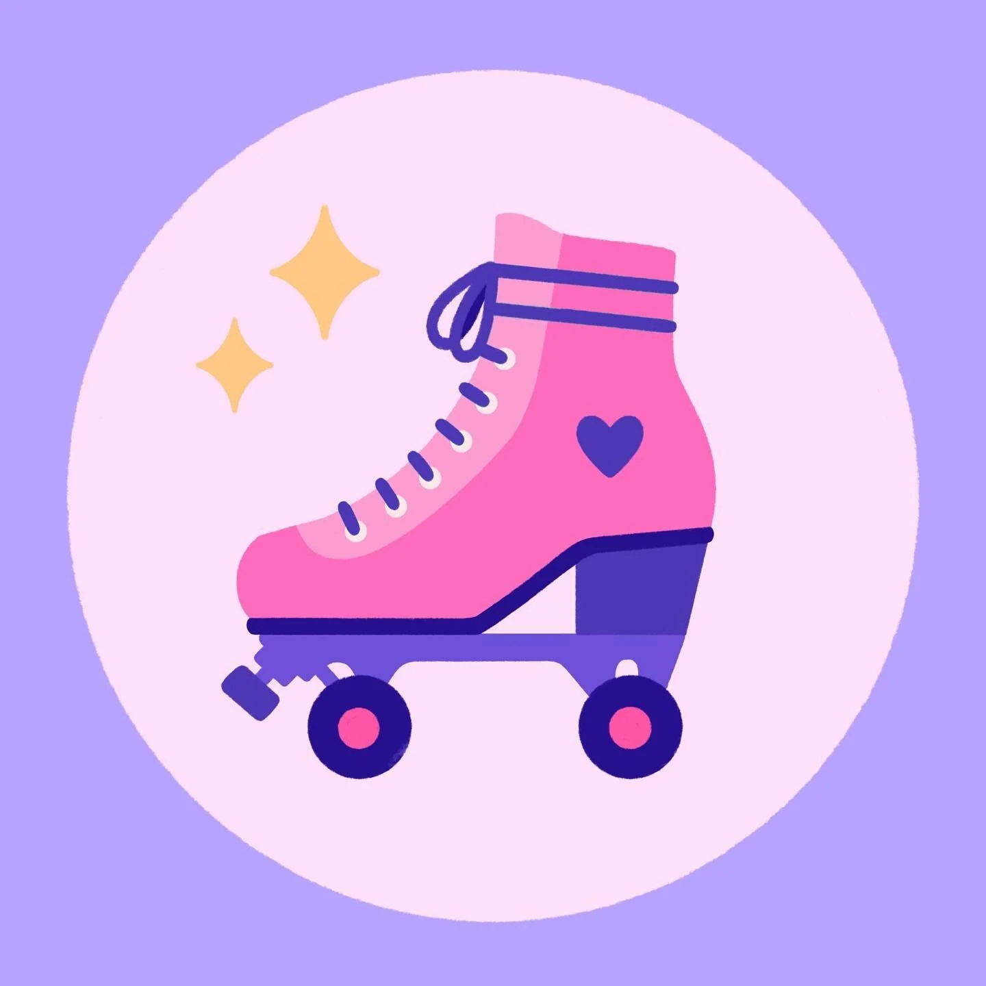 Instead of buying roller skates I&rsquo;ve just been obsessively drawing them. Much cheaper and I don&rsquo;t have to worry about falling. This design needs a home, so If anyone needs a roller skating logo let me know. ✨ 
.
.
#rollerskates #rollerska
