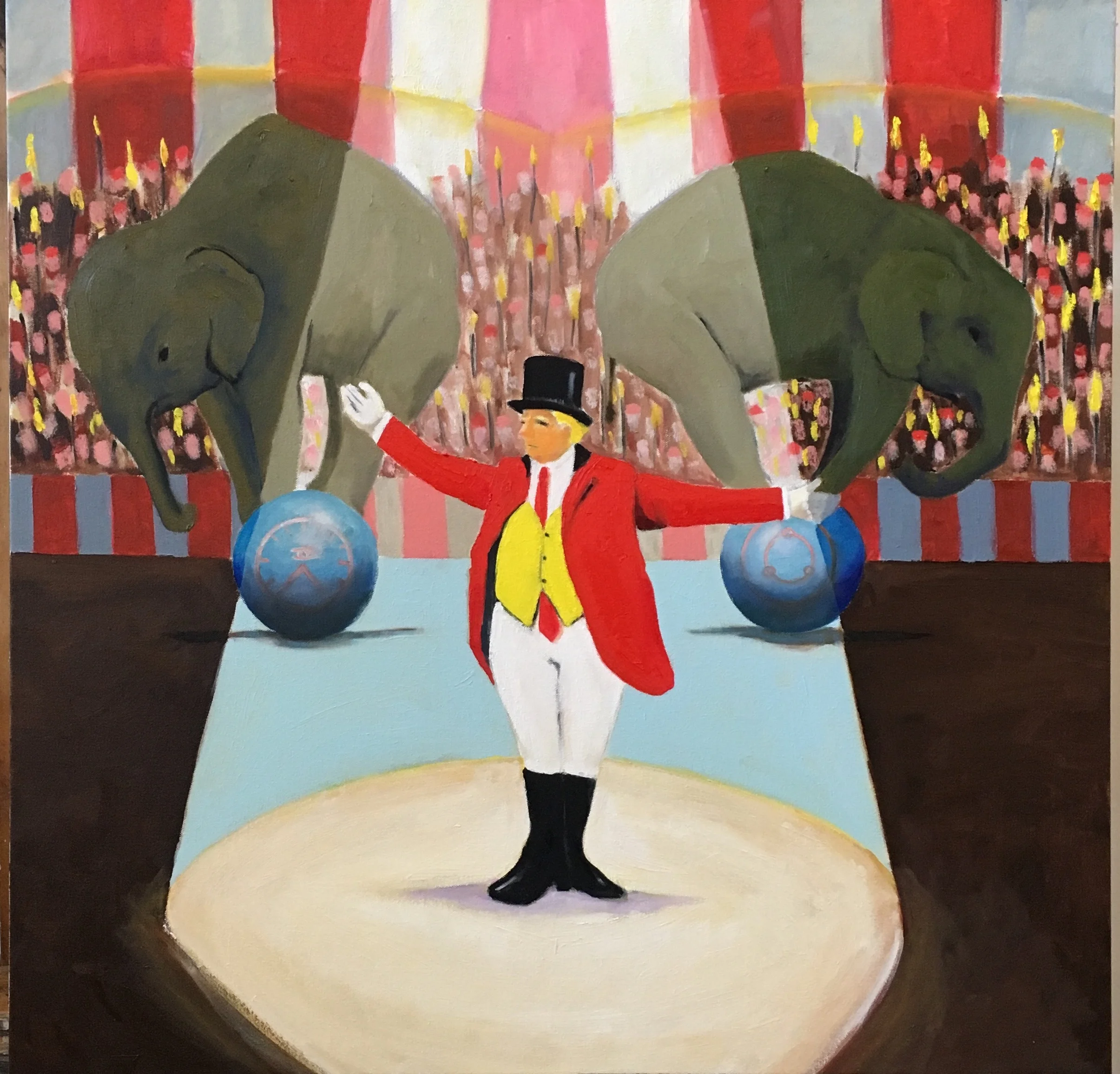 Circus Allegory, 36 X 36 inches, oil on canvas