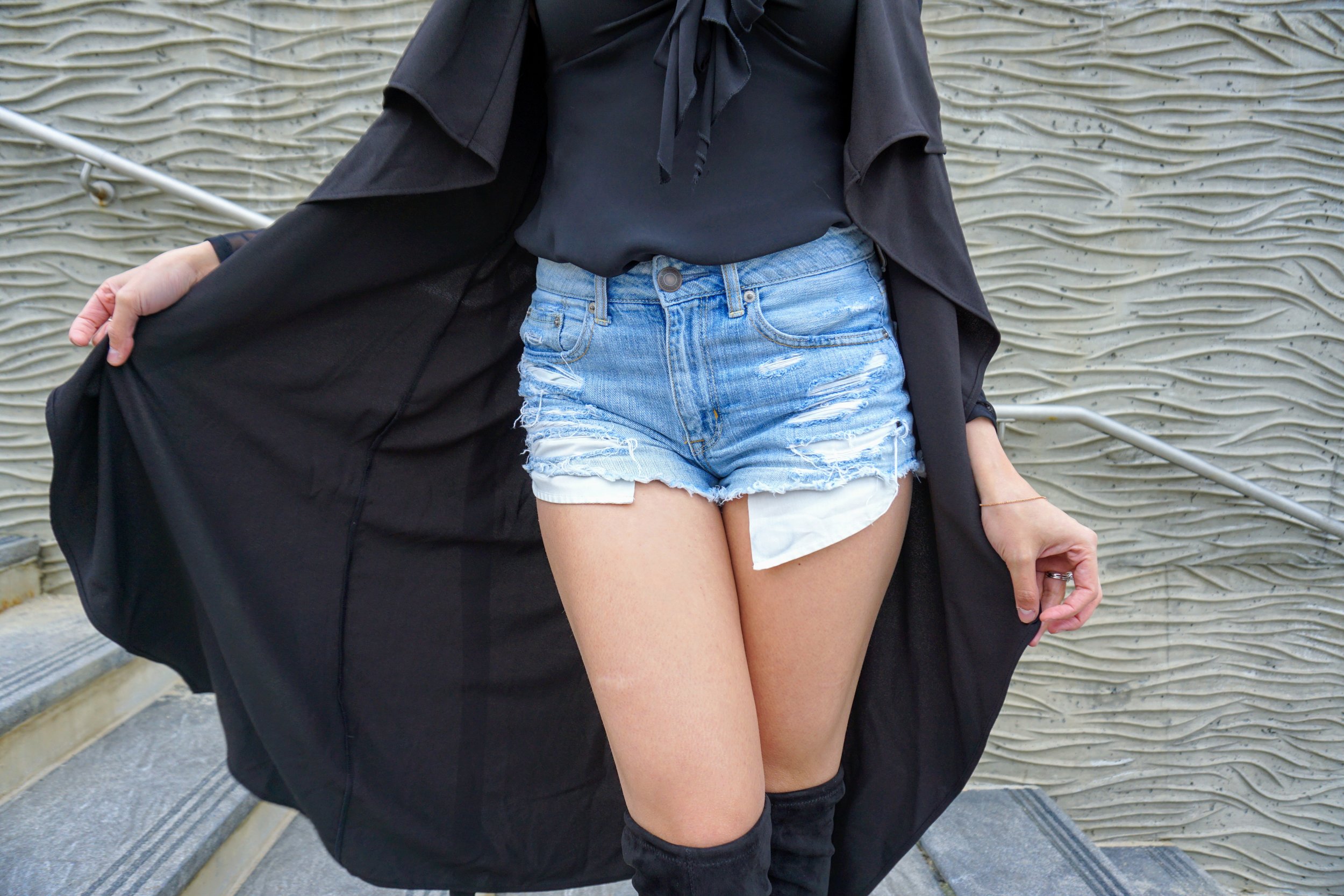 shorts with knee high boots