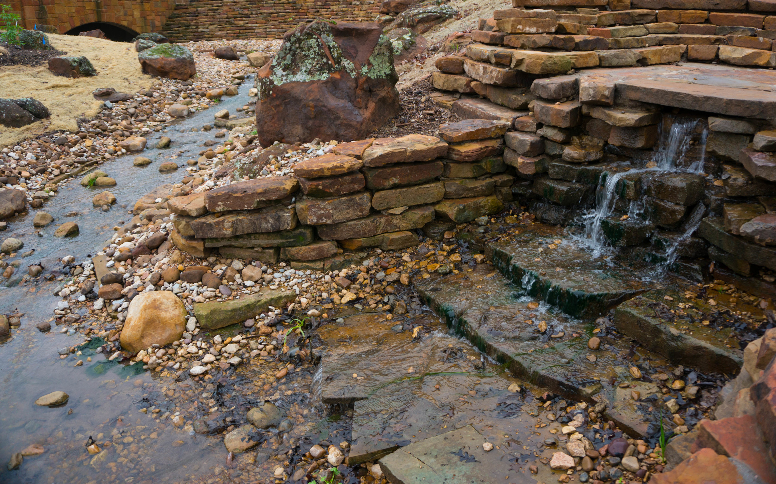 Newly restored waterfall at Rock Springs.