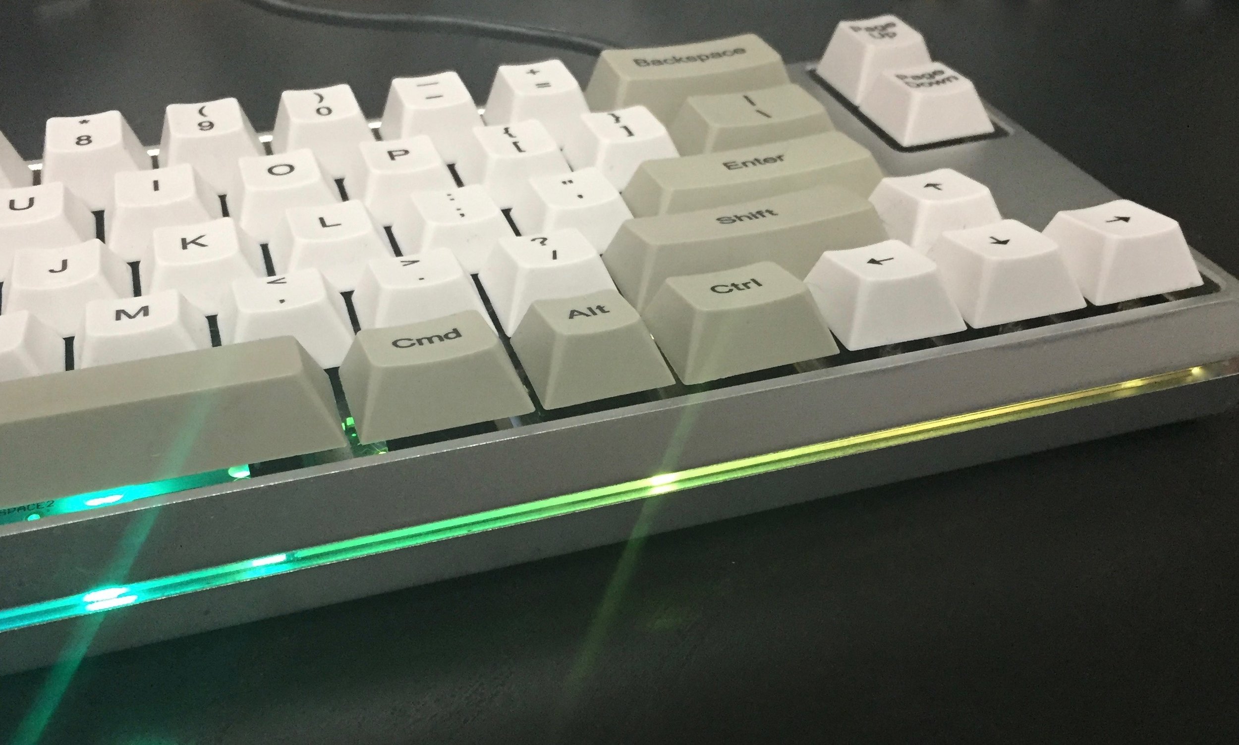 Lit Up Silver with 3mm Clear Spacer. (Caps and Switches not included.)