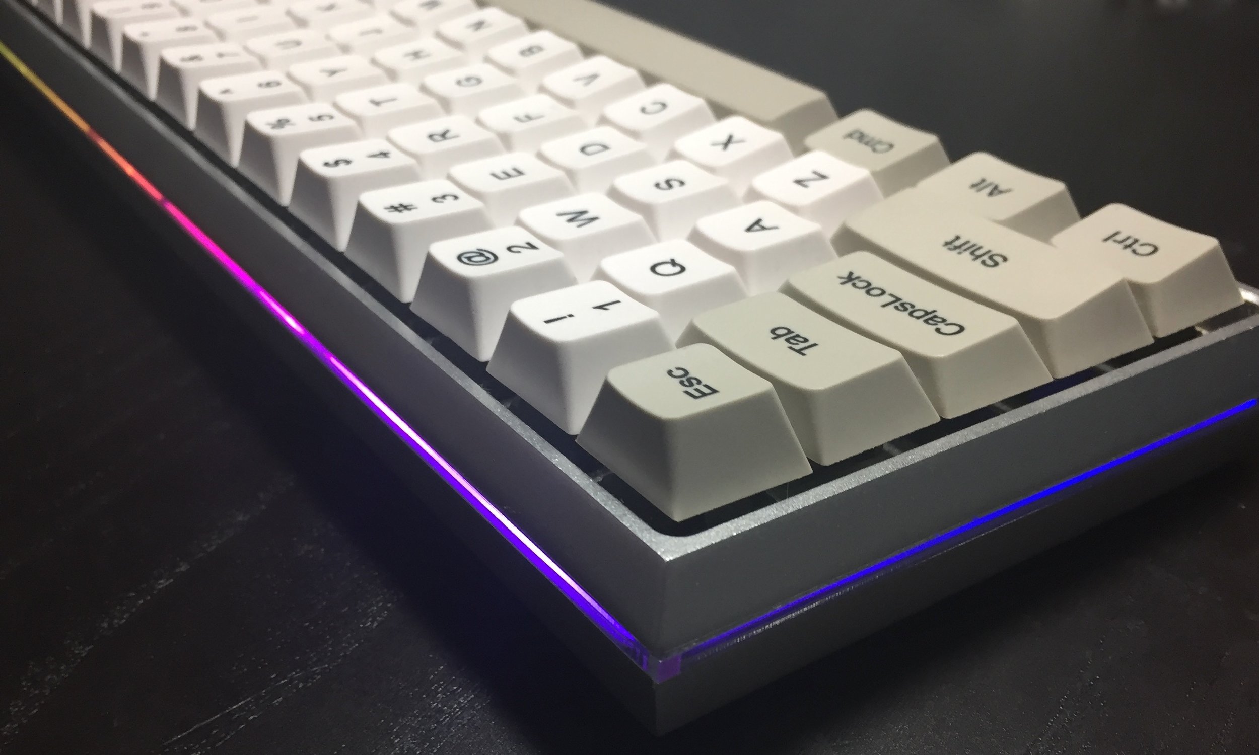Lit up silver with 3mm Clear spacer. (Caps and Switches not included.)