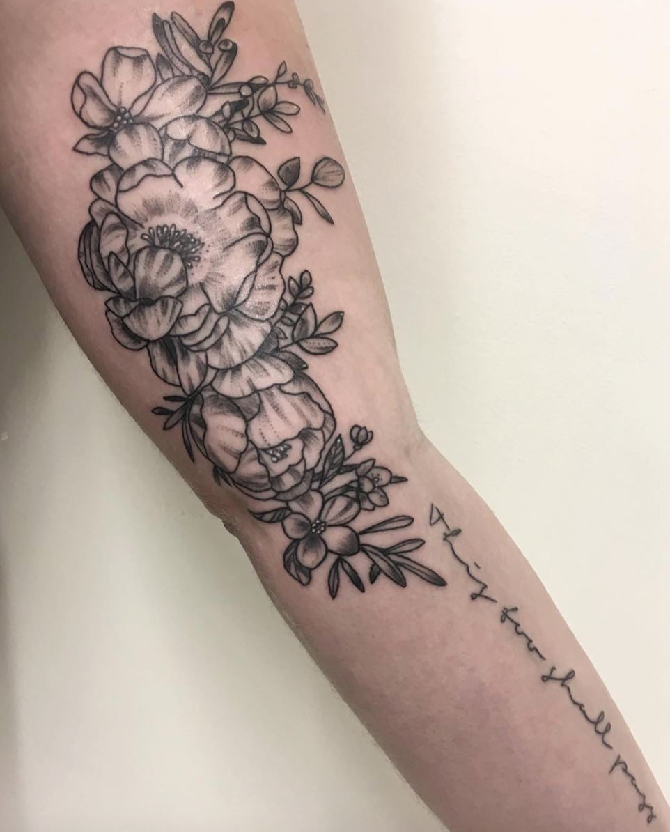Inner Bicep Floral & Script