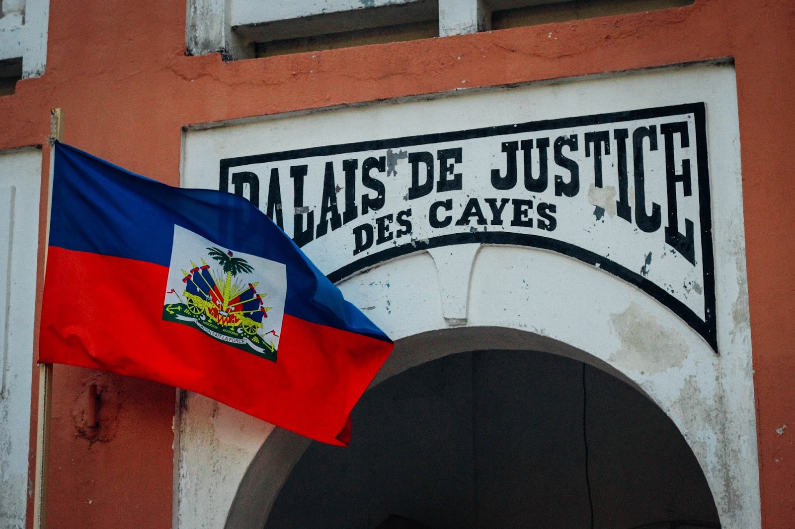 Outside the courthouse