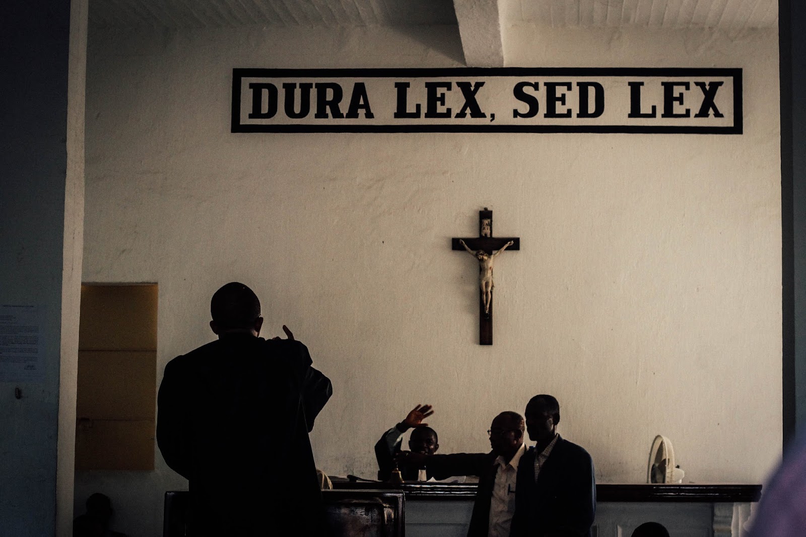 Inside the courtroom.