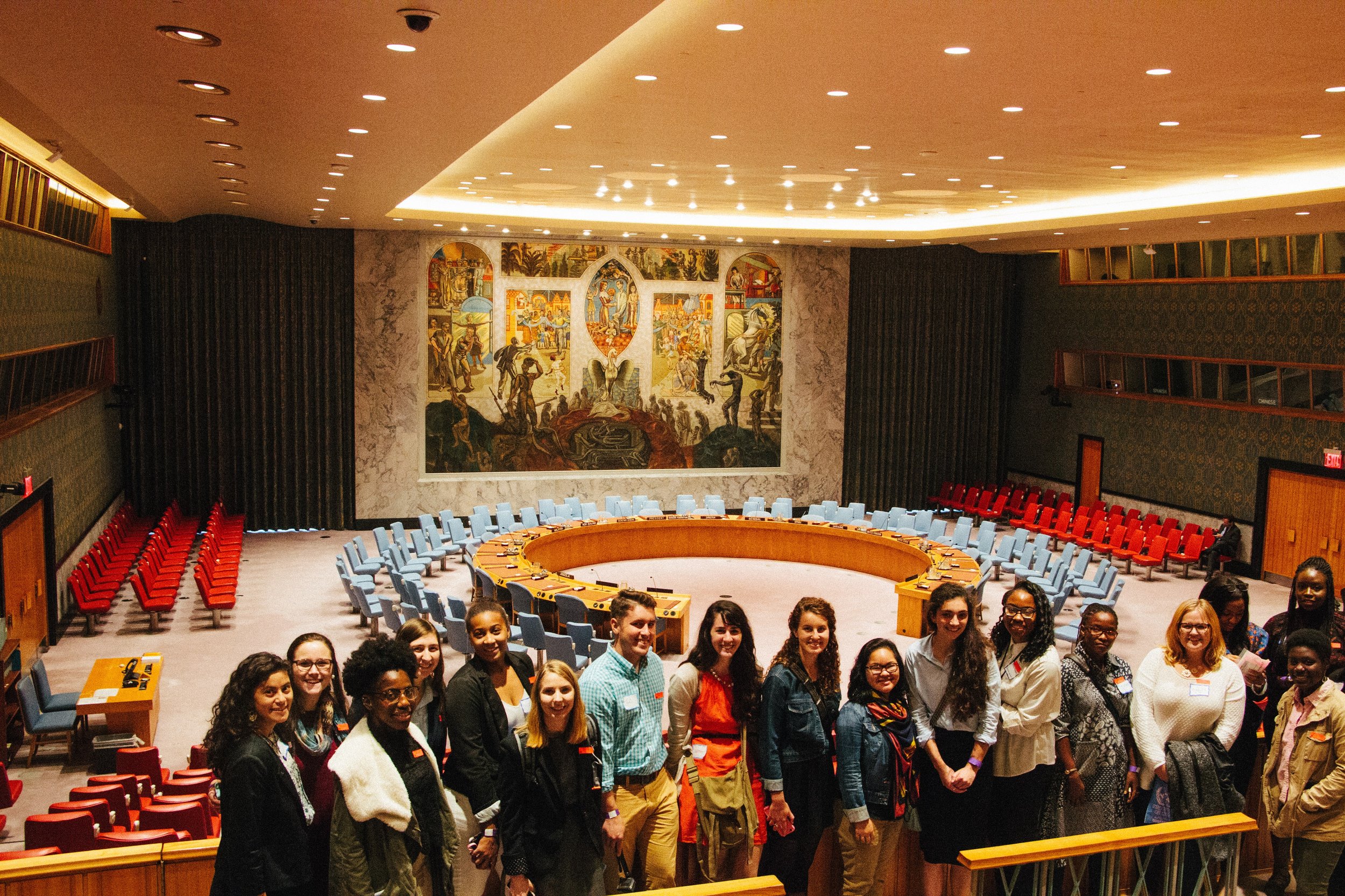 Participants in the MCC UN Student Seminar take a tour of the UN. MCC Photo/ Emma Cabana