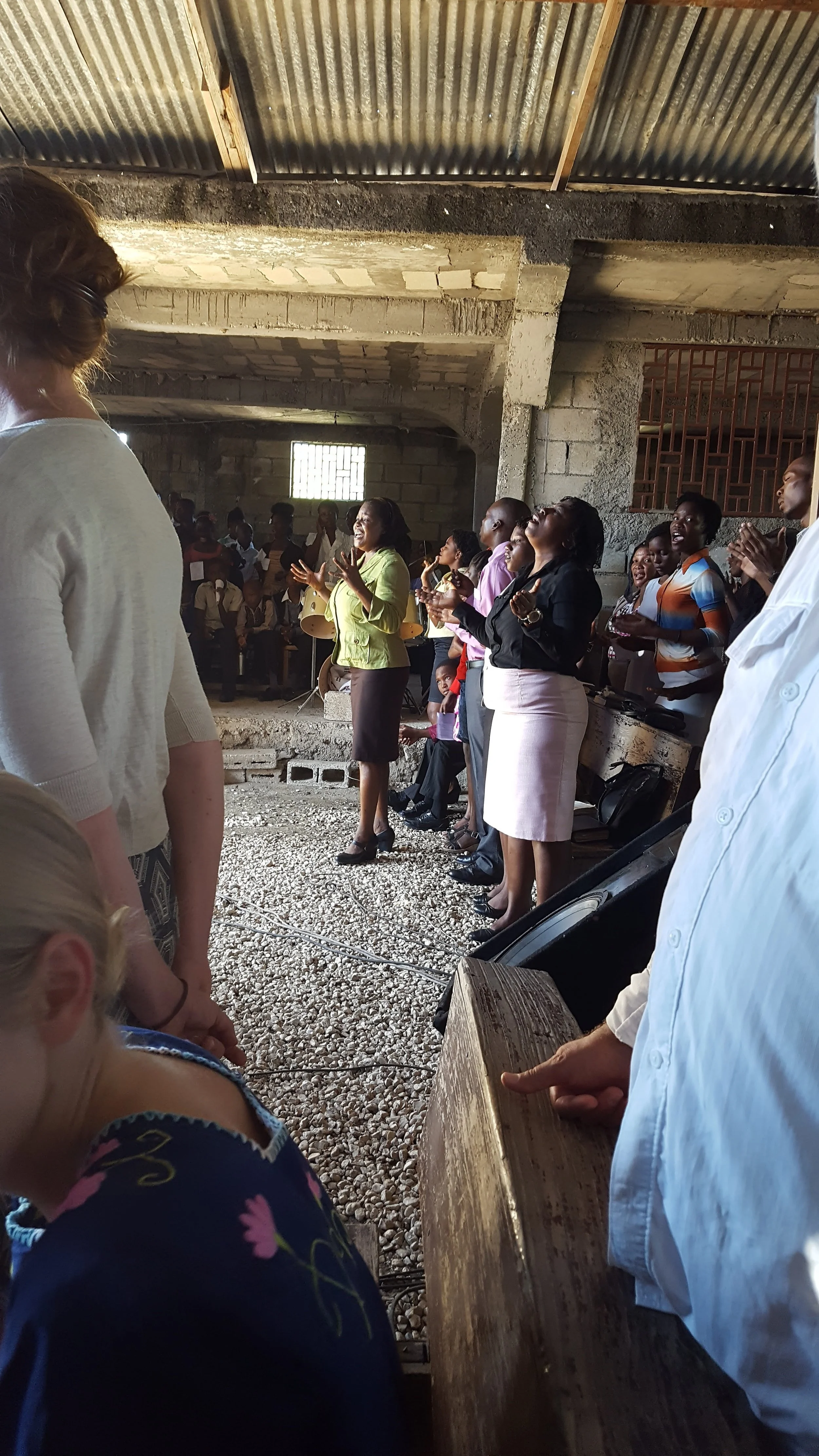 Worship at Assemble de Gras Mennonite Church was full of passionate praise on Sunday morning. Photo credit: Tina Schrag