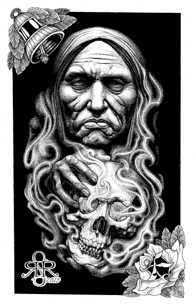 Illustration entitled "Massacre Island" 11"x17" Ink on Illustration board by Sean Herman