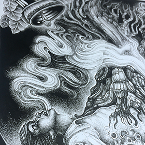 Close up of illustration entitled "Boyington Oak" by Sean Herman