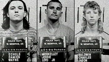 The West Memphis Three, Damien Echols, Jessie Misskelley, and Jason Baldwin photographed after their arrest in June 1993 by the West Memphis Police Department