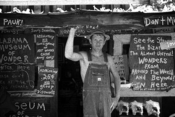 Artist Butch Anthony in front of The Museum of Wonder in Seale, Alabama