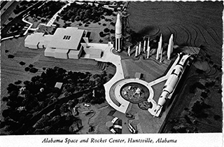 Pictured: Original postcard from US Space and Rocket Center