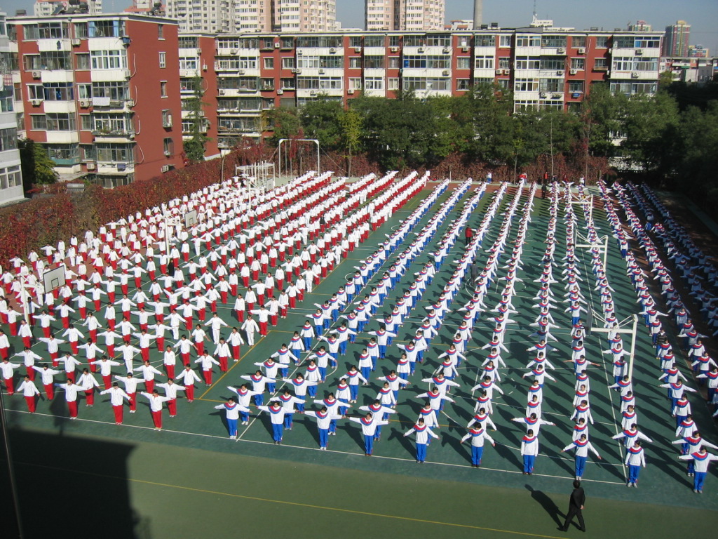 Morning calisthenics in a Beijing middle school