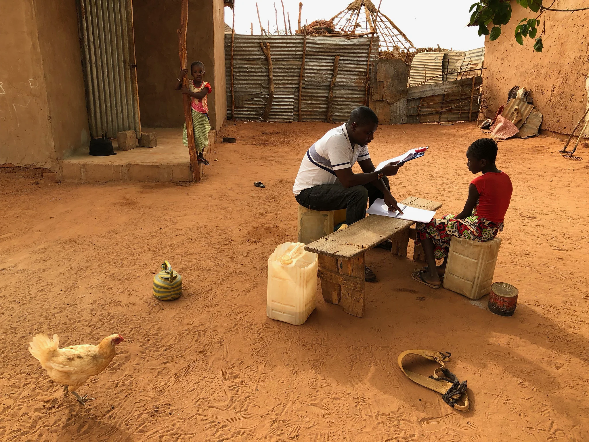 Administering the endline test, Gambia
